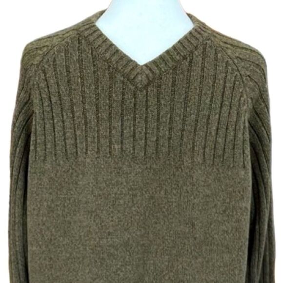 Columbia Men’s Commando Sweater  V
Neck Cotton Green Pullover size L - Picture 2 of 6